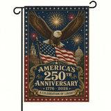 America 250th Eagle Fireworks Patriotic Garden Flag - Outdoor Yard Decor