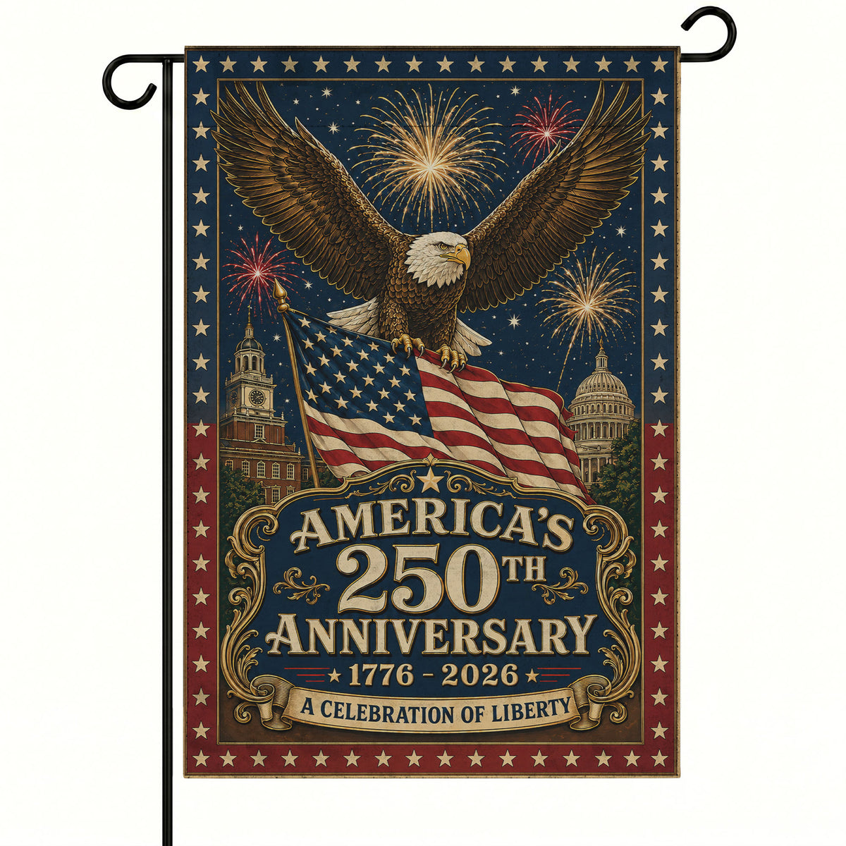 America 250th Anniversary 1776-2026 Flag - Eagle Patriotic Garden Flag - Independence Day Decor
