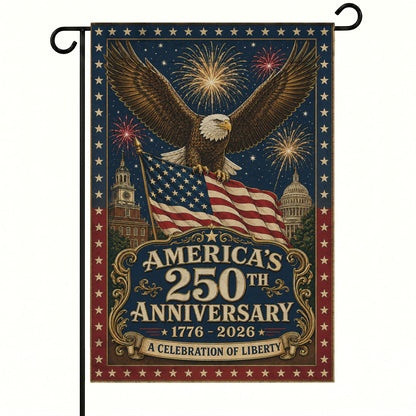 America 250th Eagle Fireworks Patriotic Garden Flag - Outdoor Yard Decor