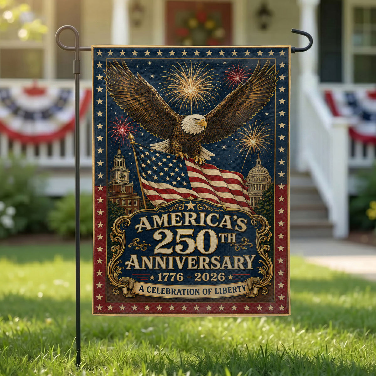 America 250th Anniversary 1776-2026 Flag - Eagle Patriotic Garden Flag - Independence Day Decor
