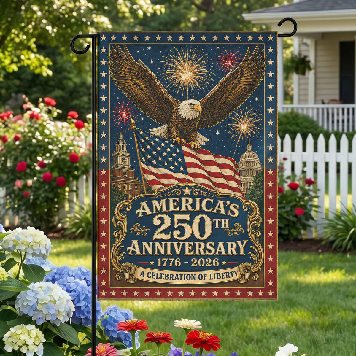 America 250th Anniversary 1776-2026 Flag - Eagle Patriotic Garden Flag - Independence Day Decor
