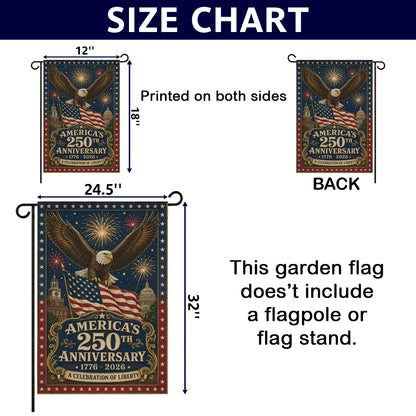 America 250th Eagle Fireworks Patriotic Garden Flag - Outdoor Yard Decor