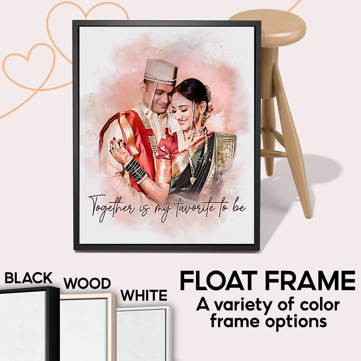 Personalized Watercolor Couple Portrait Canvas - Custom “Mr & Mrs” Wedding Portrait with Date - Meaningful Anniversary Gift