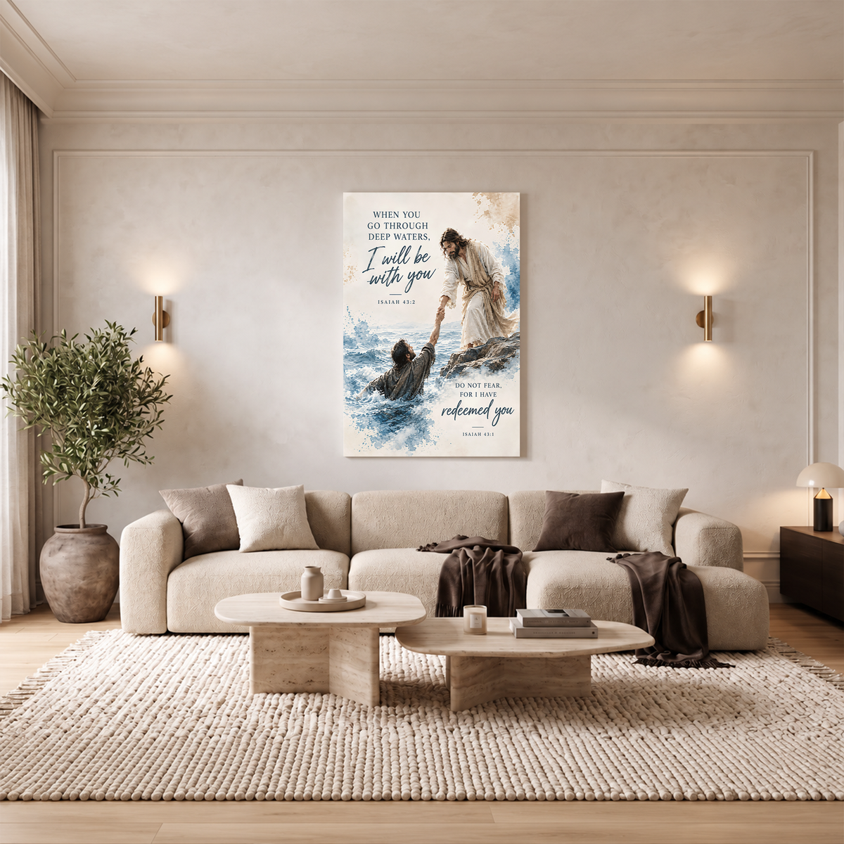 Isaiah 43 Wall Art - When You Go Through Deep Waters Canvas