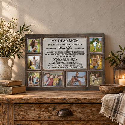 Custom Photo Mom Collage 8 Photos Dear Mom Poem Canvas - Personalized Wall Art