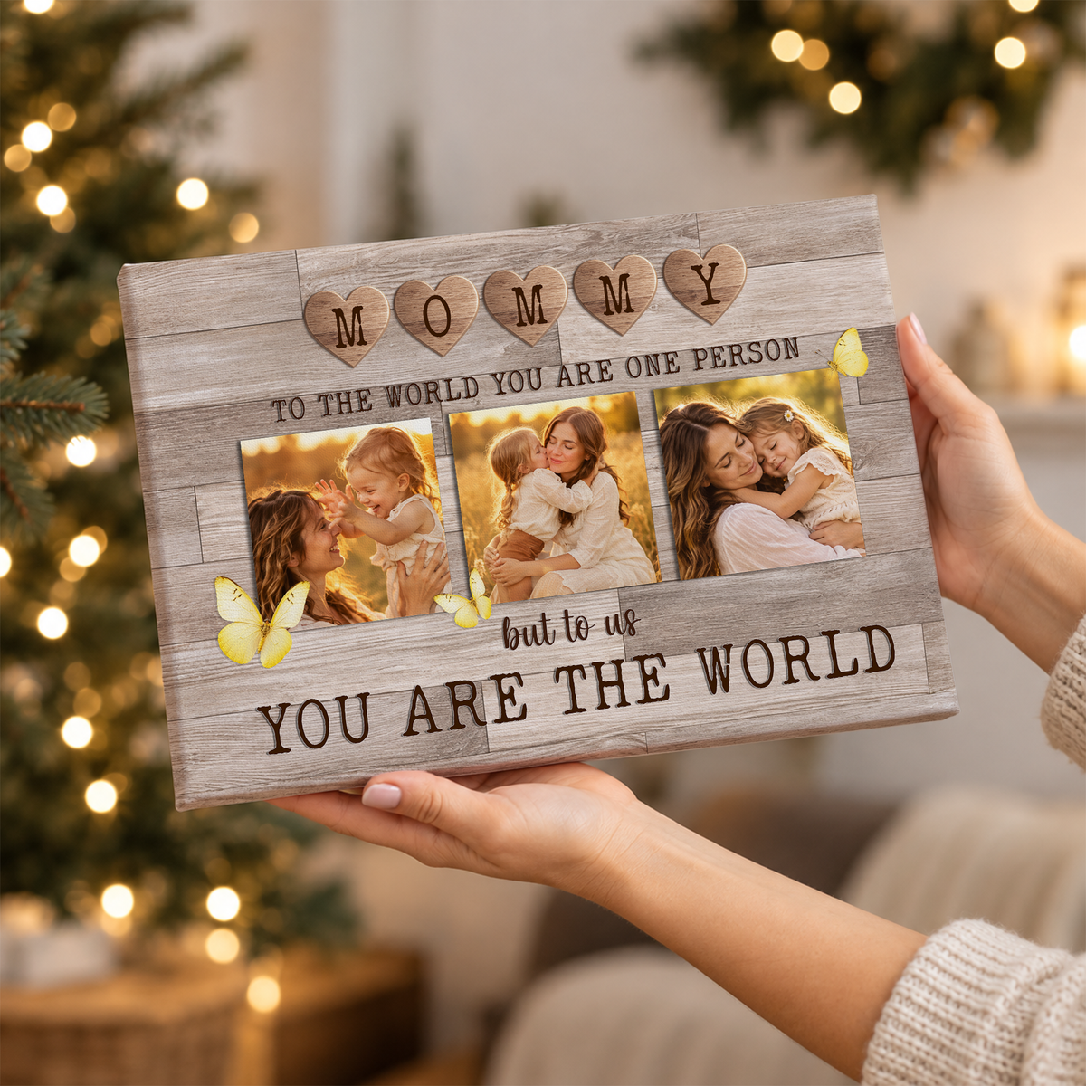 Custom Photo Mom Collage 3 Photos But To Us You Are The World Canvas - Personalized Wall Art