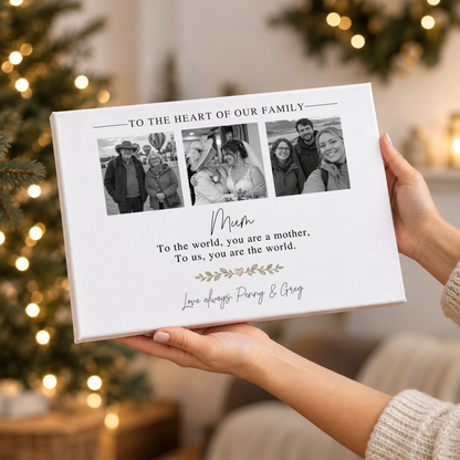 Custom Photo Mom Collage 3 Photos To The Heart Of Our Family Canvas - Personalized Wall Art