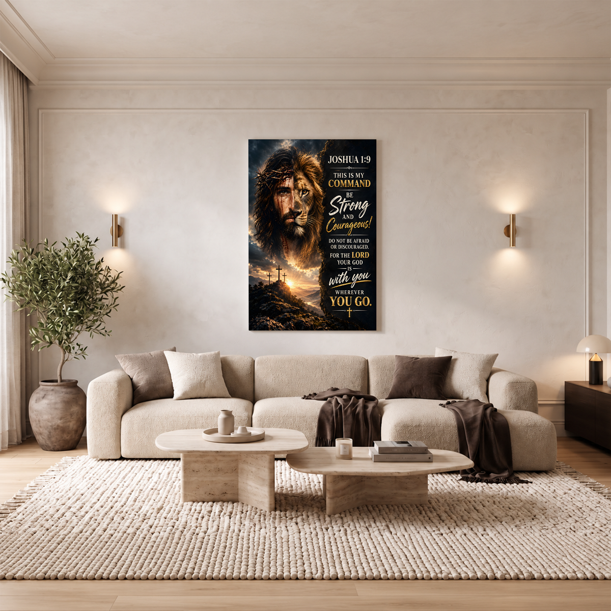 Joshua 1:9 Canvas Wall Art -  Be strong and Courageous Canvas