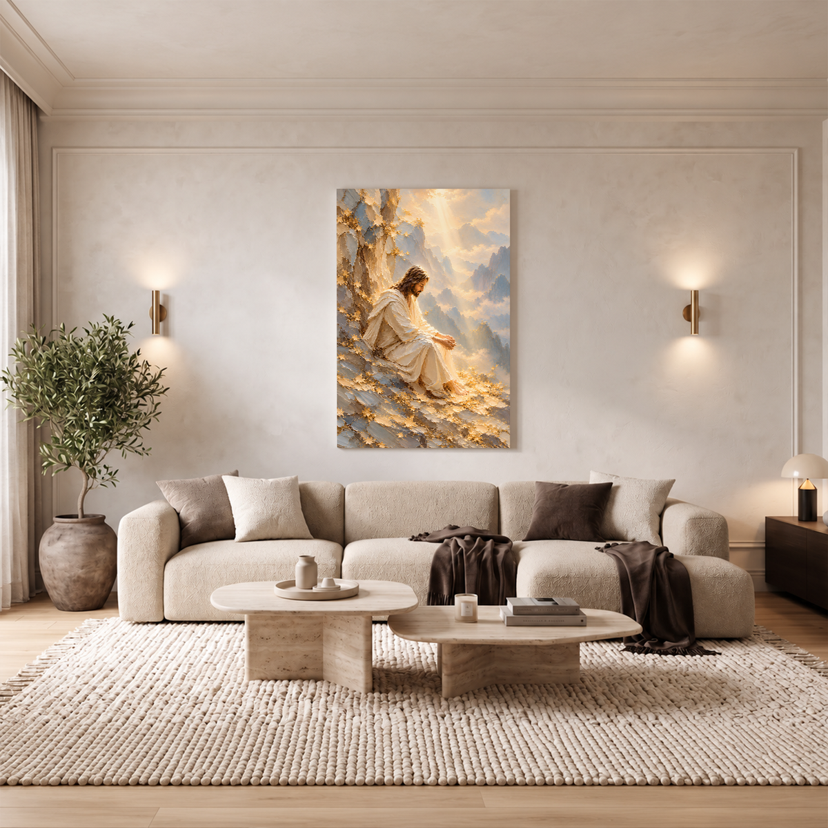 Praying Jesus Canvas Art - Christian Wall Art