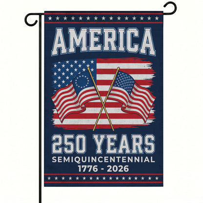 America 250th Crossed American Flags Patriotic Garden Flag - Outdoor Yard Decor