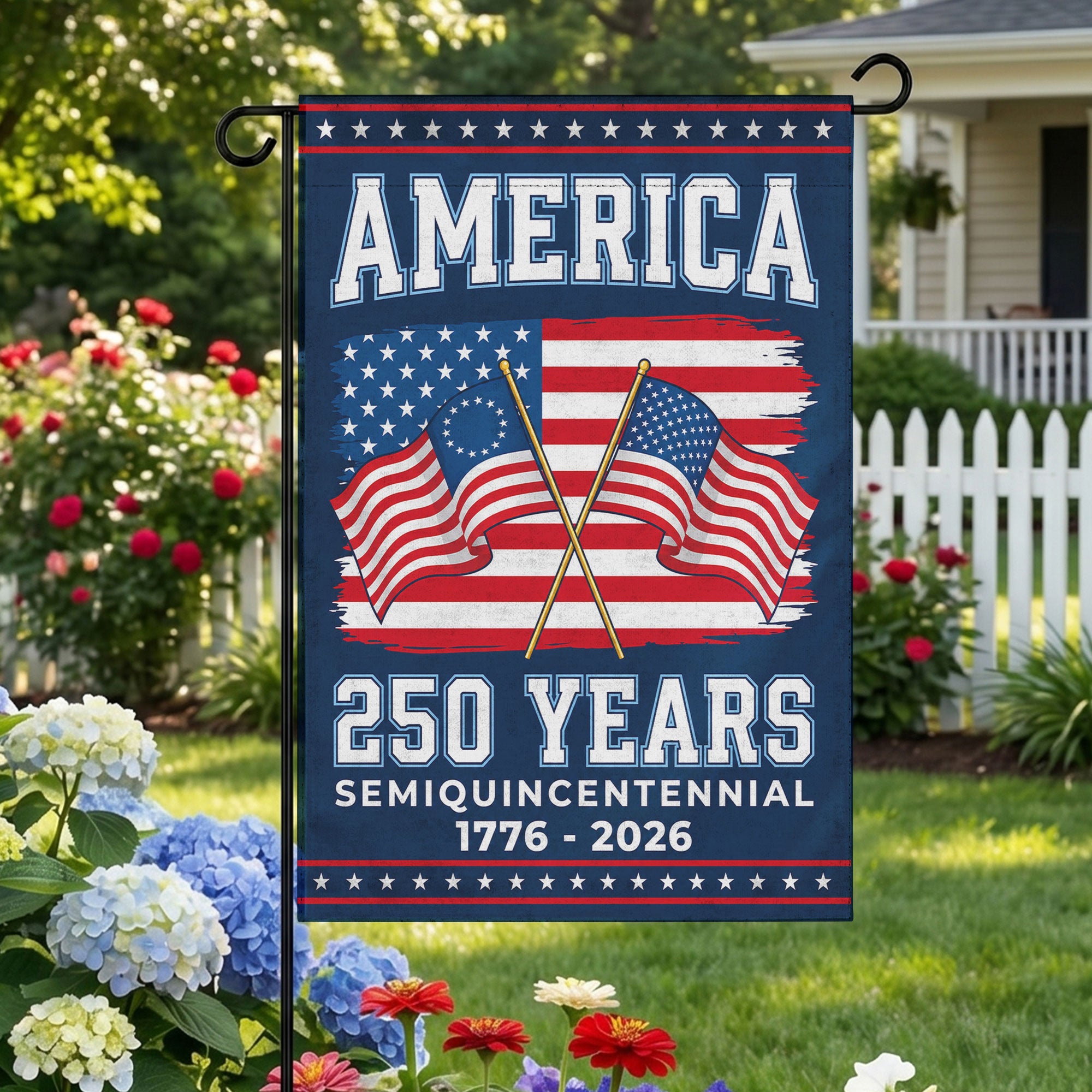 America 250 Years Semiquincentennial 1776-2026 Flag - Patriotic Garden Flag - Independence Day Decor