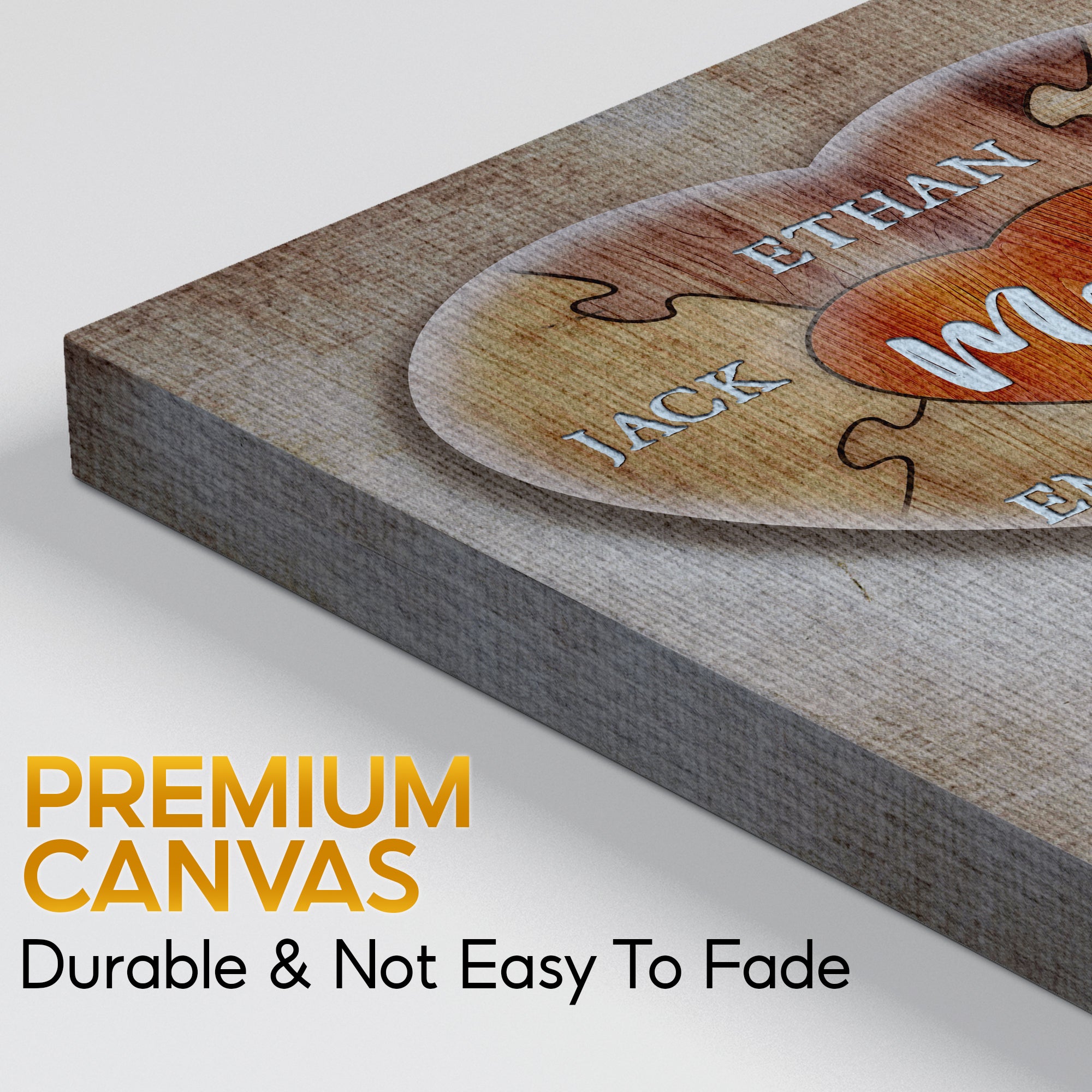 You Are The Piece That Holds Us Together Personalized Heart Puzzle Canvas for Mom, Mother's Day Gift from Kids