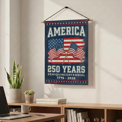 America 250th Crossed American Flags Patriotic Garden Flag - Outdoor Yard Decor