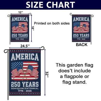 America 250th Crossed American Flags Patriotic Garden Flag - Outdoor Yard Decor