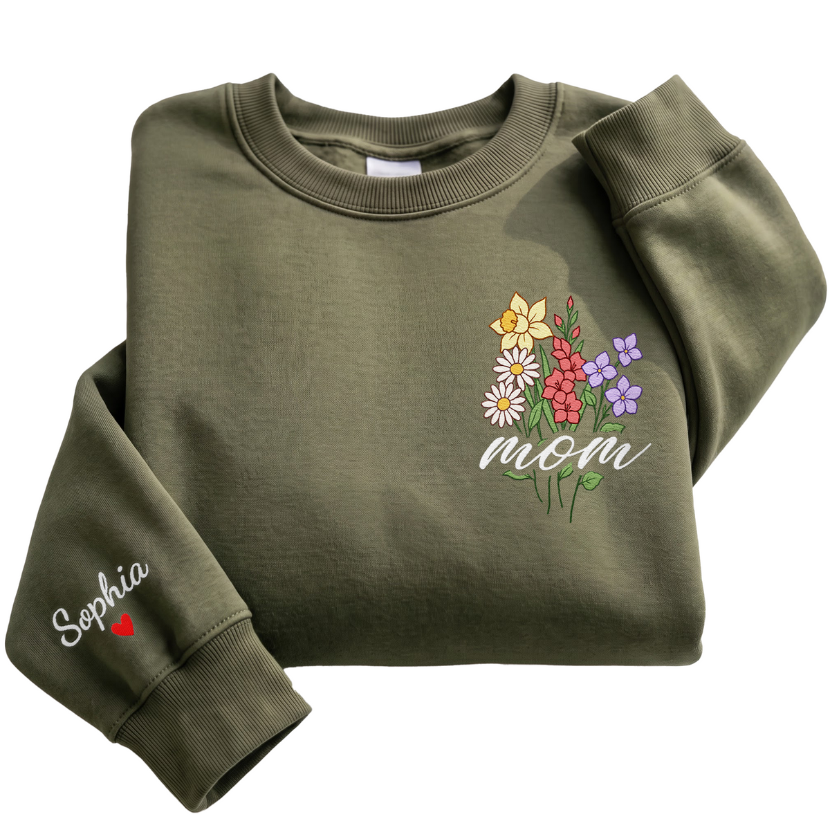 Personalized Mama Flower Bouquet Sweatshirt with Kids Names - Custom Mom Sweatshirt