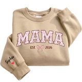 Personalized Mama Pink Floral Sweatshirt with Kids Names - Custom Mom Sweatshirt