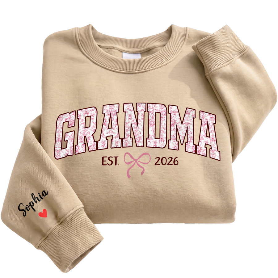 Personalized Grandma Pink Floral Sweatshirt with Grandkids Names - Custom Grandma Sweatshirt