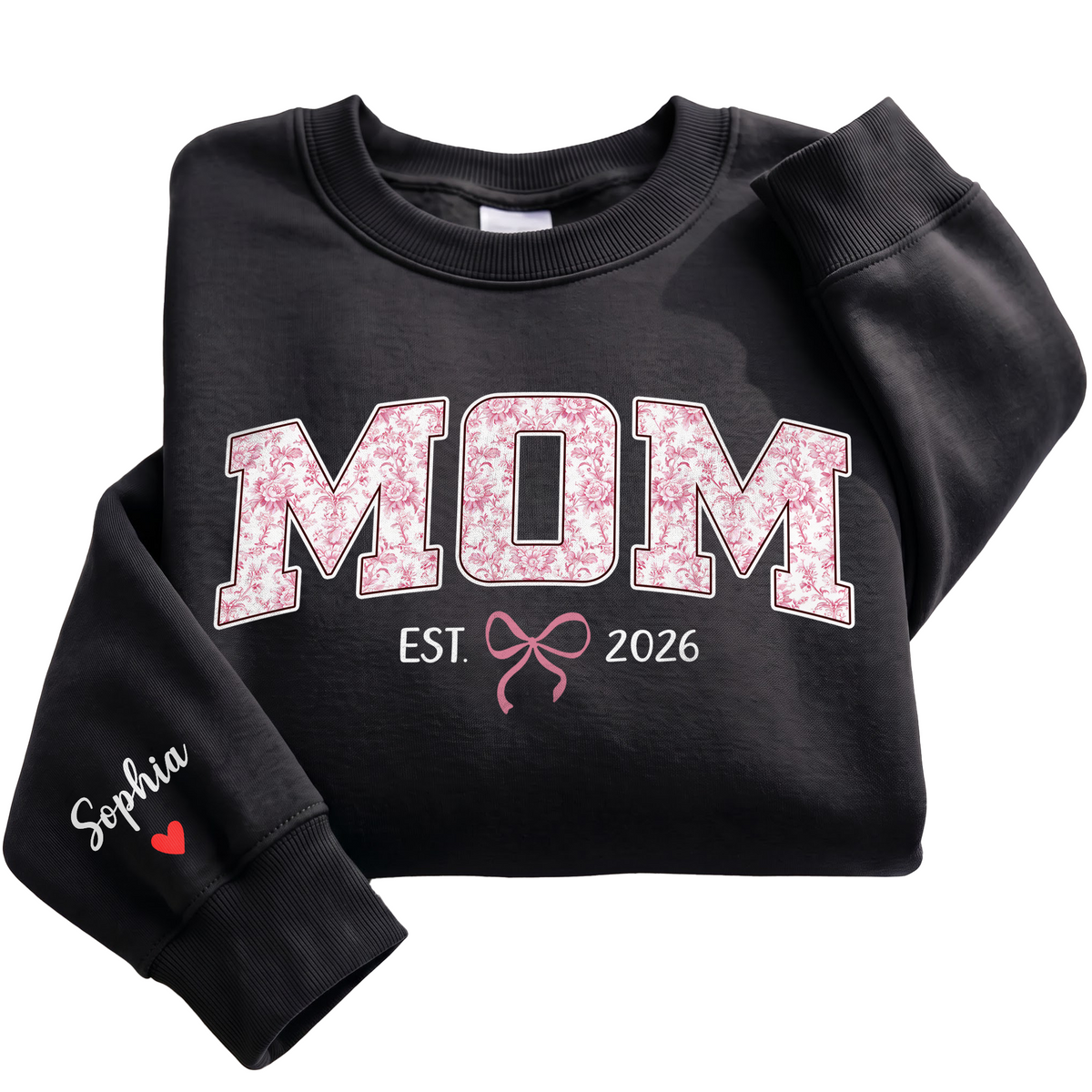 Personalized Mama Pink Floral Sweatshirt with Kids Names - Custom Mom Sweatshirt