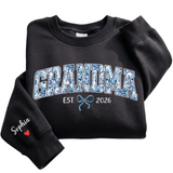 Personalized Grandma Blue Floral Sweatshirt with Grandkids Names - Custom Grandma Sweatshirt