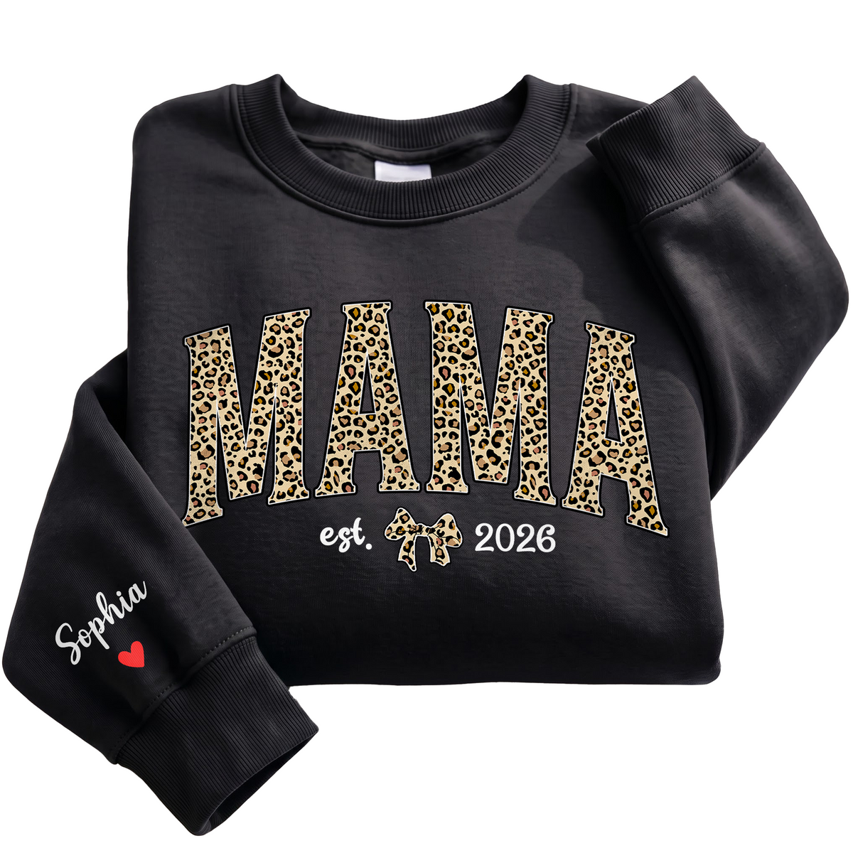 Personalized Mama Leopard Sweatshirt with Est. Year & Kids Names - Custom Mom Sweatshirt