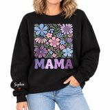 Personalized Mama Pastel Floral Sweatshirt with Kids Names - Custom Mom Sweatshirt