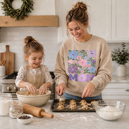 Personalized Mama Pastel Floral Sweatshirt with Kids Names - Custom Mom Sweatshirt