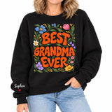 Personalized Best Grandma Ever Floral Sweatshirt with Grandkids Names - Custom Grandma Sweatshirt