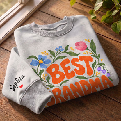 Personalized Best Grandma Ever Floral Sweatshirt with Grandkids Names - Custom Grandma Sweatshirt
