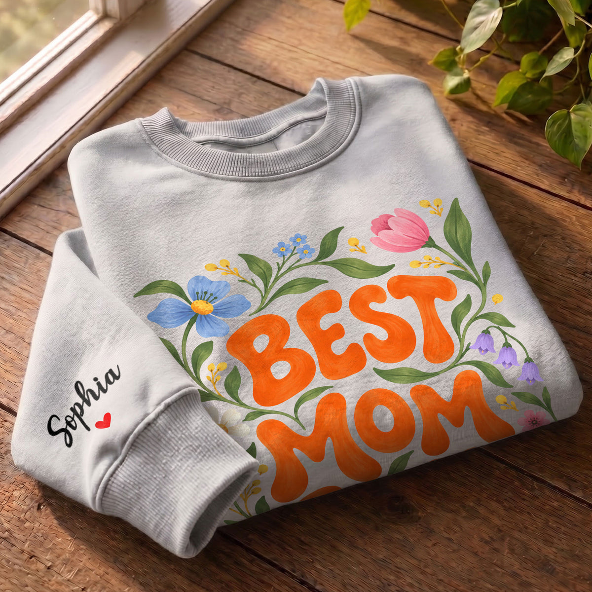 Personalized Best Mama Ever Floral Sweatshirt with Kids Names - Custom Mom Sweatshirt