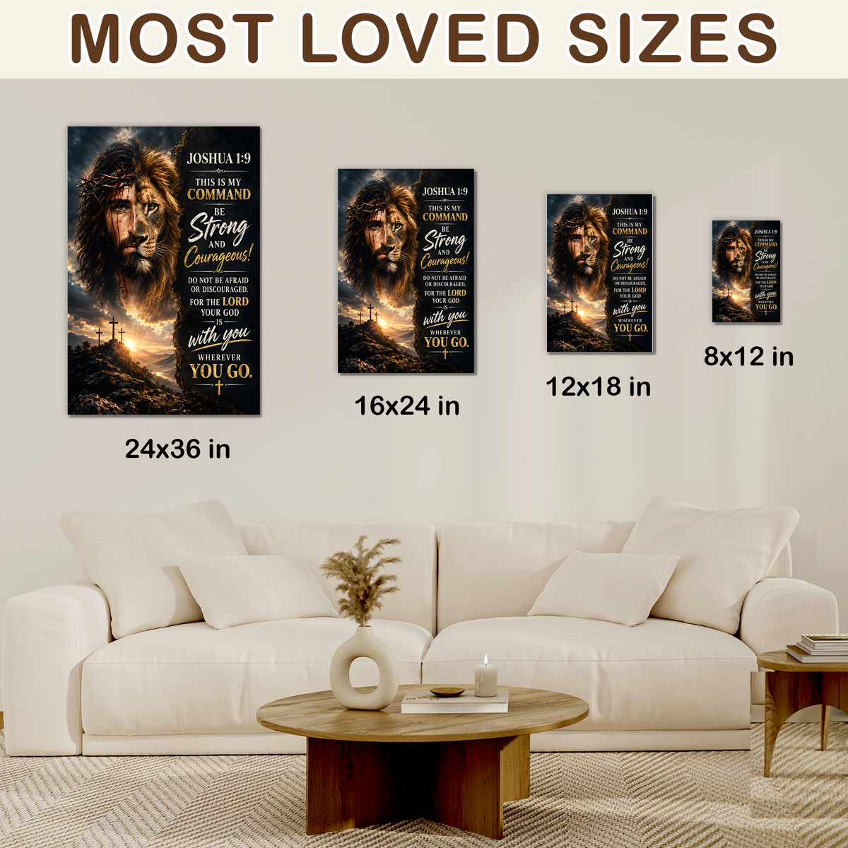 Joshua 1:9 Canvas Wall Art -  Be strong and Courageous Canvas