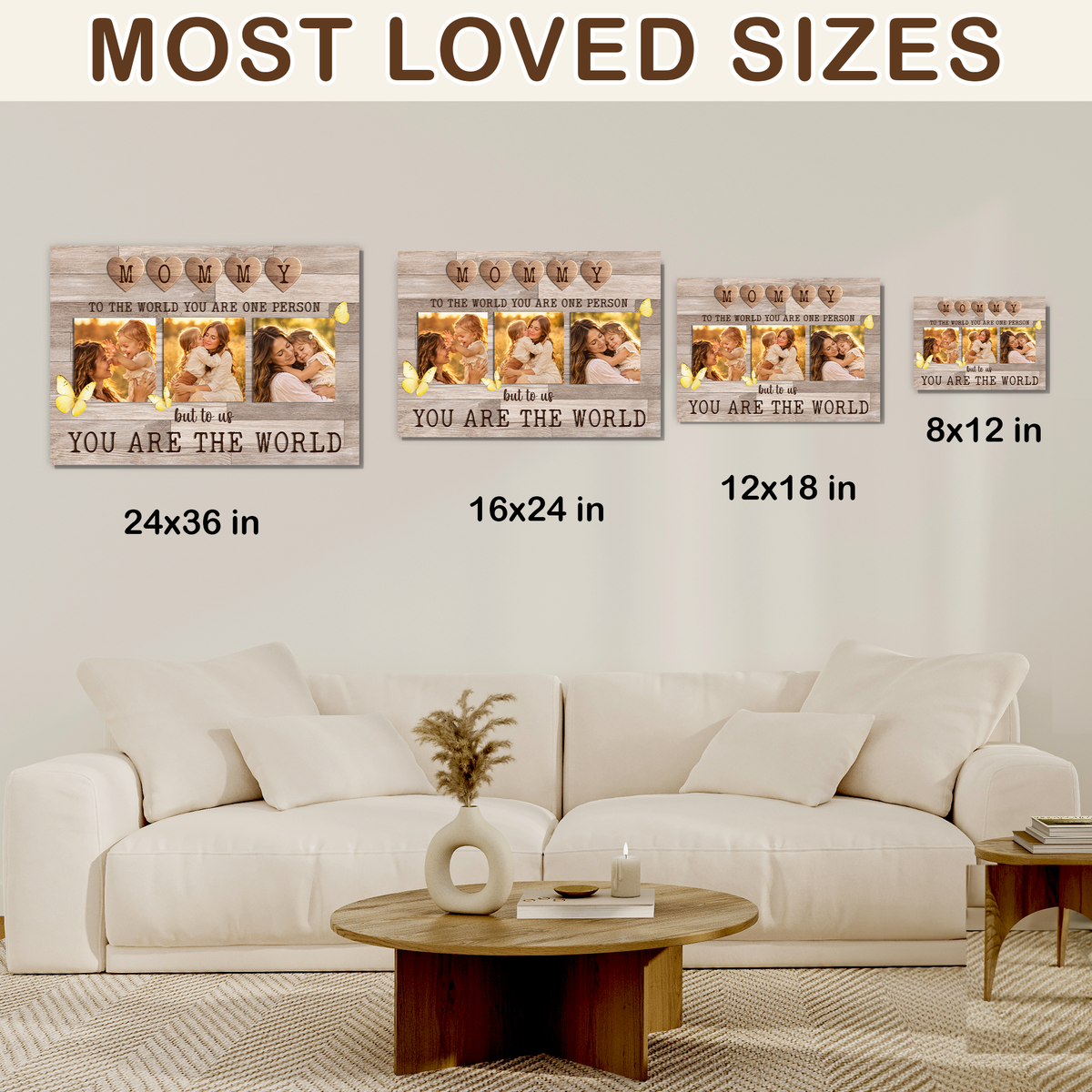 Custom Photo Mom Collage 3 Photos But To Us You Are The World Canvas - Personalized Wall Art