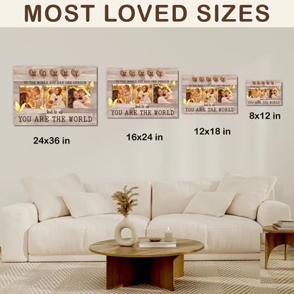 Custom Photo Mom Collage 3 Photos But To Us You Are The World Canvas - Personalized Wall Art