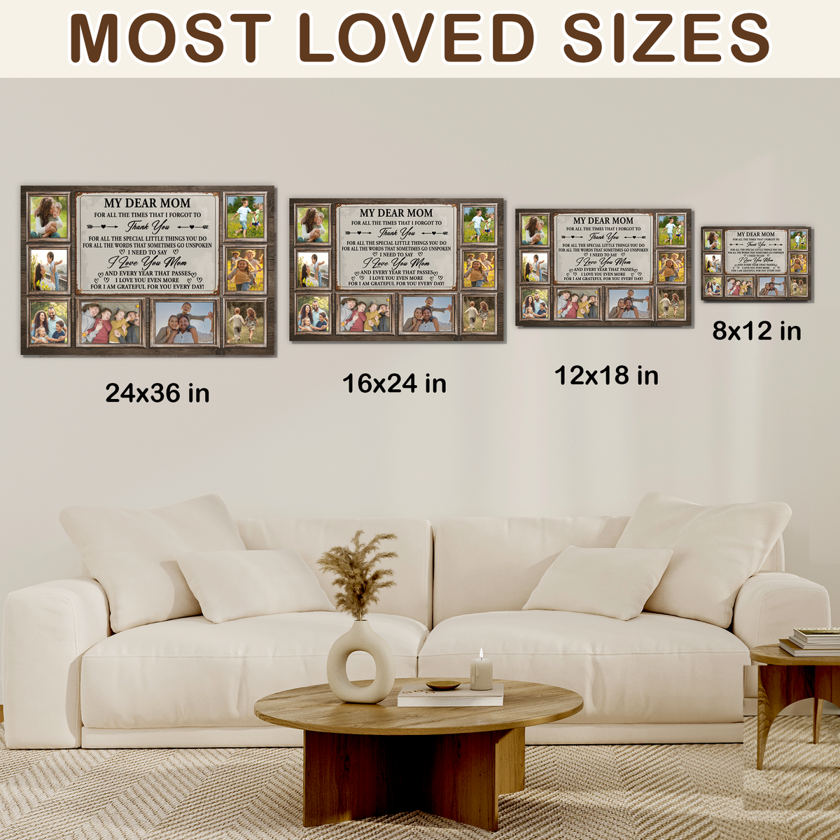 Custom Photo Mom Collage 8 Photos Dear Mom Poem Canvas - Personalized Wall Art