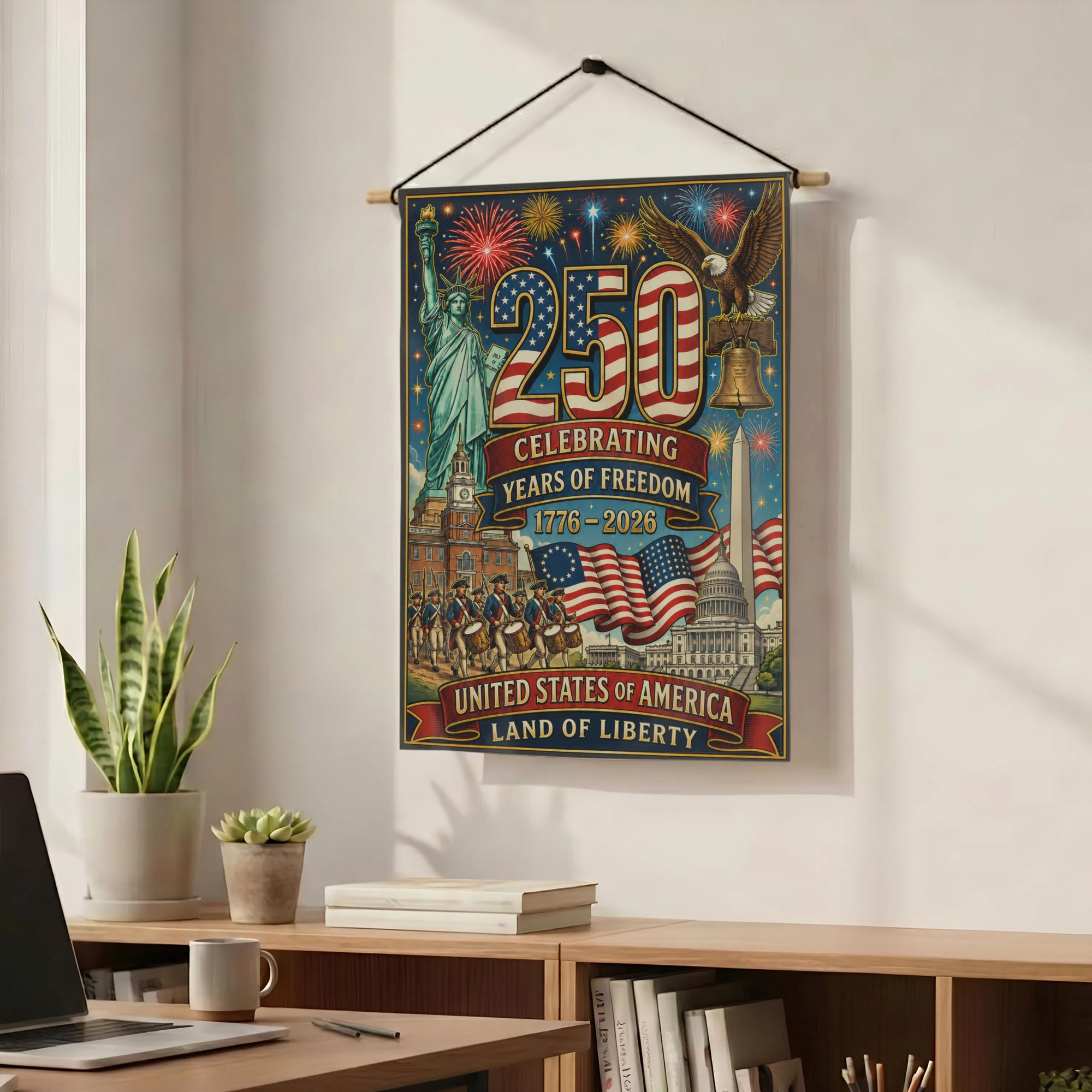 America 250 Celebrating Years Of Freedom - Patriotic Garden Flag Anniversary - US Semiquincentennial Flag