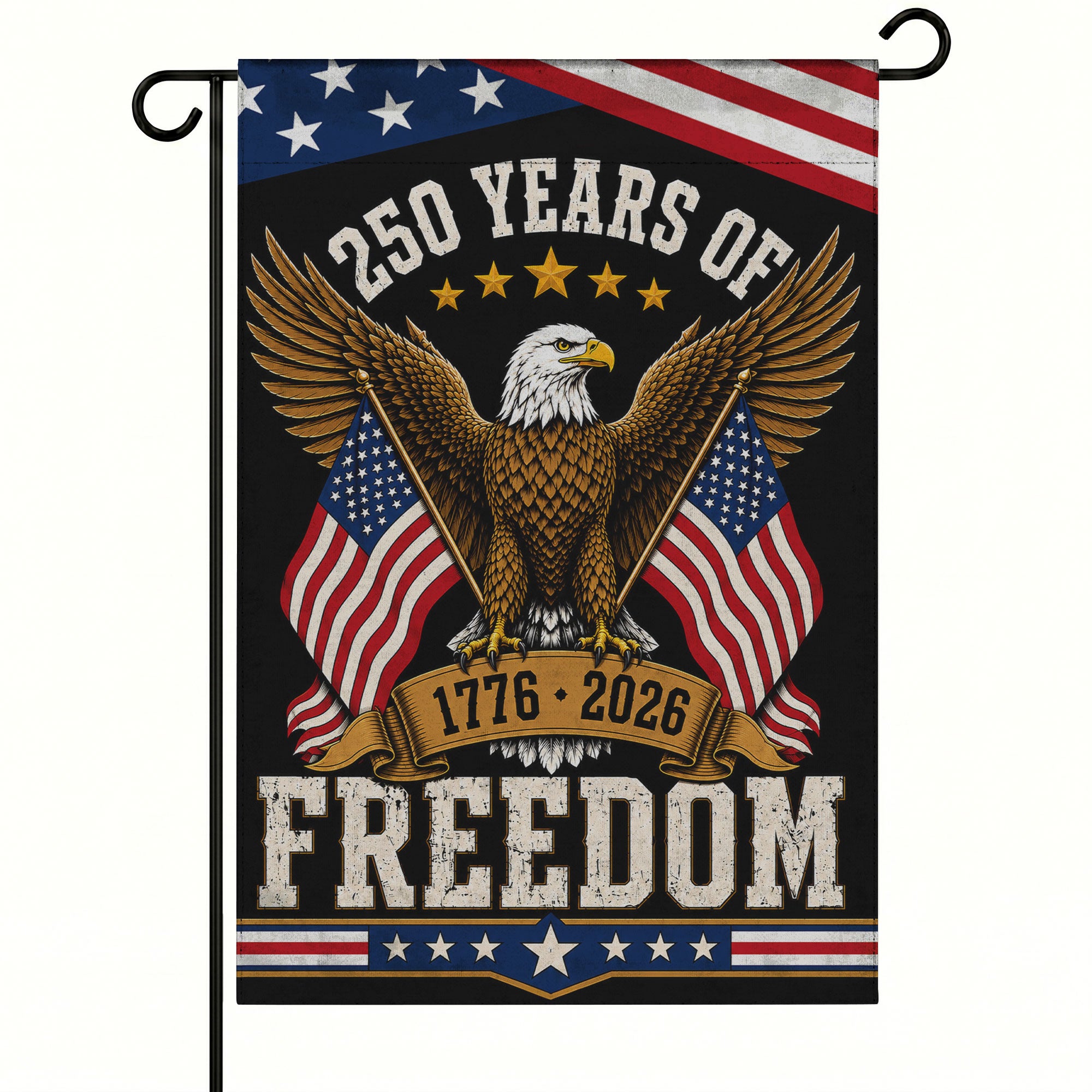 250 Years Of Freedom With Eagle Flag - USA 1776-2026 Patriotic Flag - 4th of July Decor