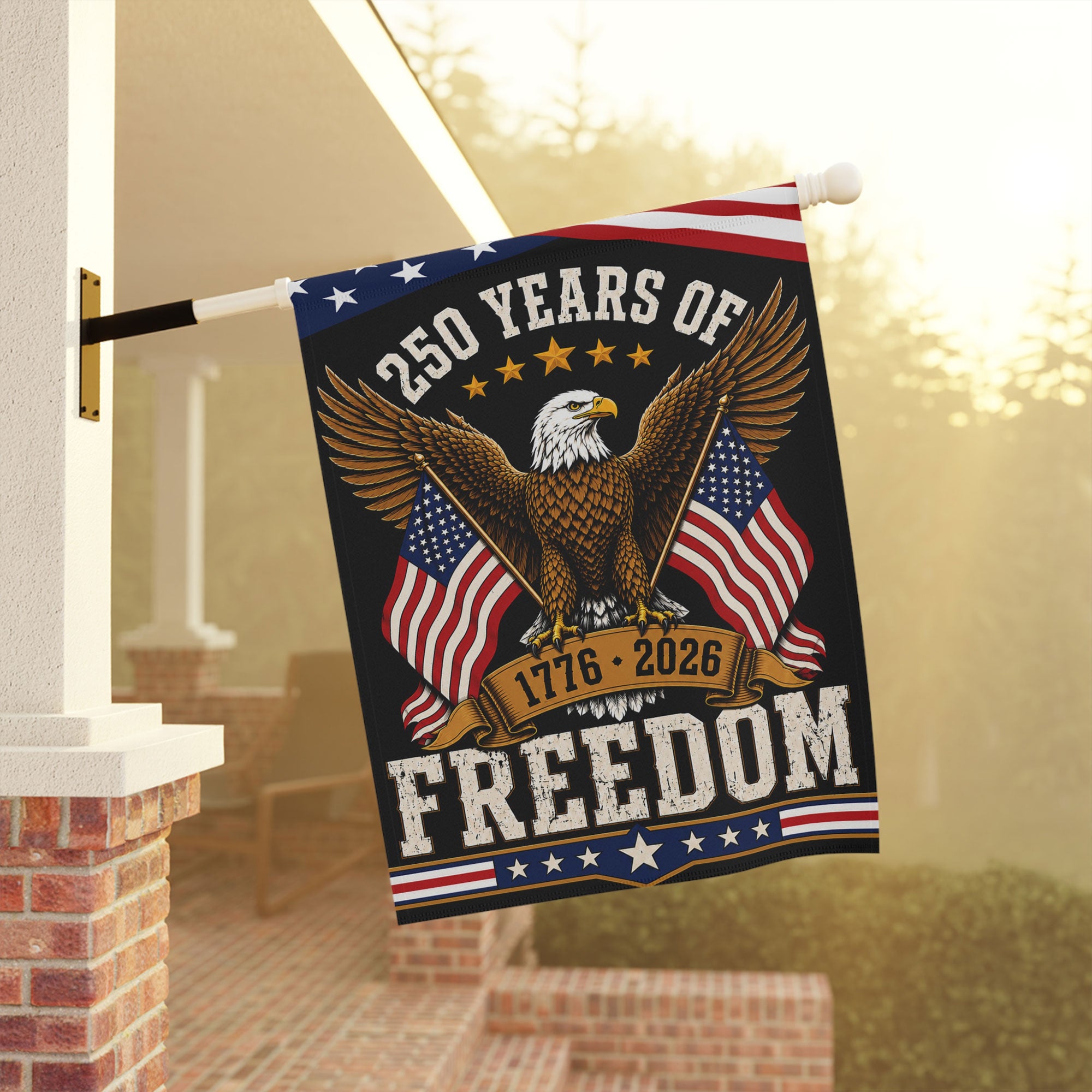 250 Years Of Freedom With Eagle Flag - USA 1776-2026 Patriotic Flag - 4th of July Decor