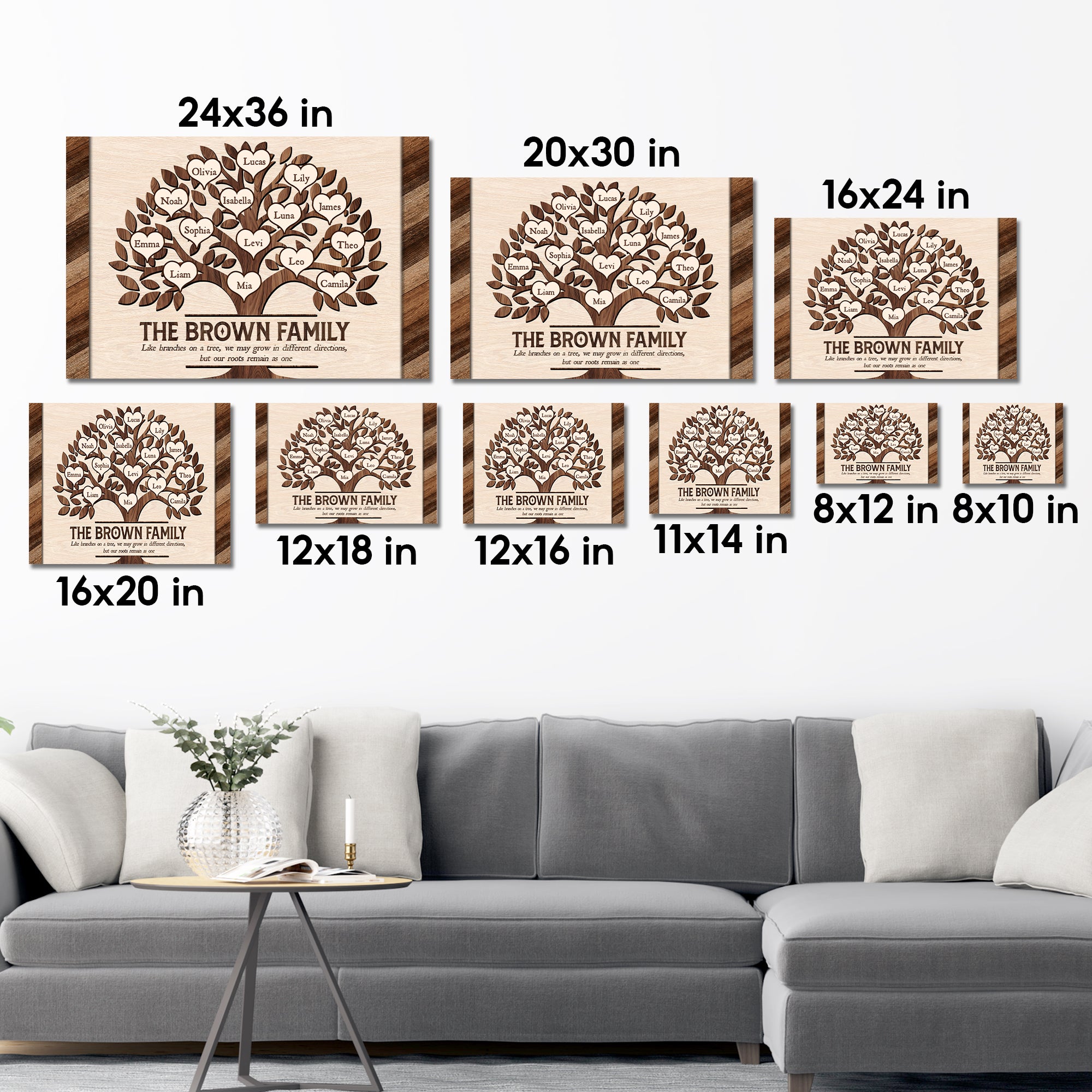 Like Branches On A Tree Personalized Family Name Wood Sign, Mother's Day Rustic Wall Art for Grandma