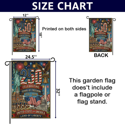 America 250th Statue of Liberty Eagle Patriotic Garden Flag - Outdoor Yard Decor
