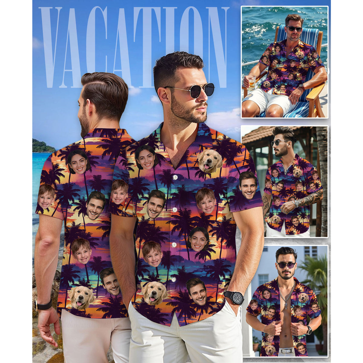 Custom Hawaiian Shirts with Face Photo - Personalized Hawaiian Shirt
