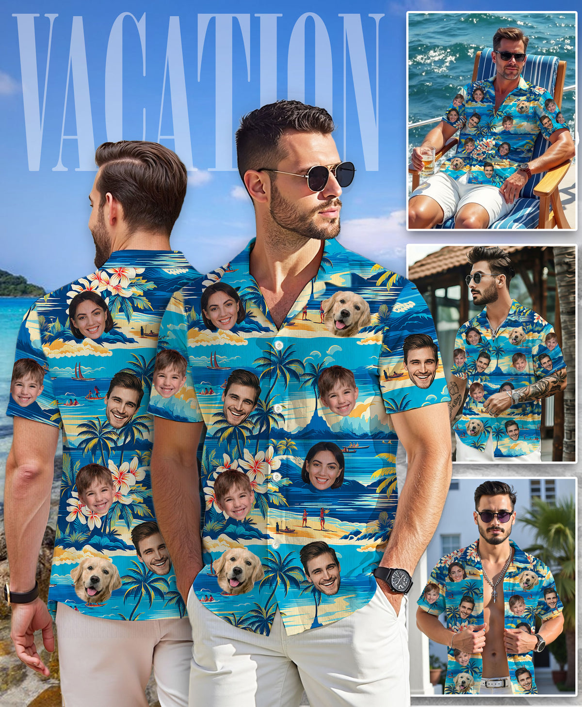 Custom Hawaiian Shirts with Face Photo - Personalized Hawaiian Shirt
