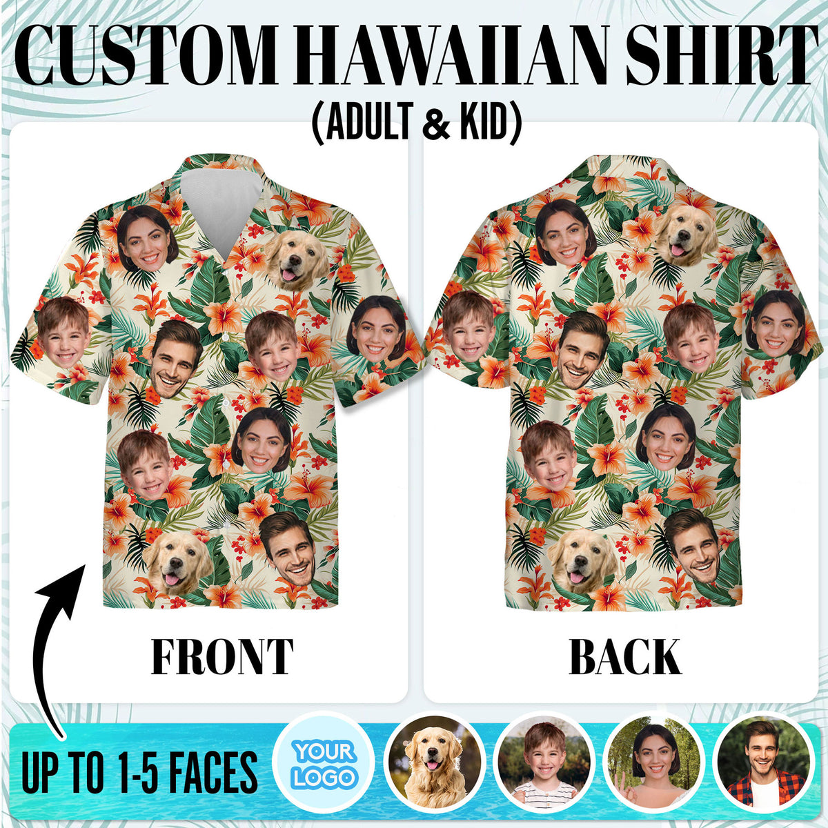 Custom Hawaiian Shirts with Face Photo - Personalized Hawaiian Shirt