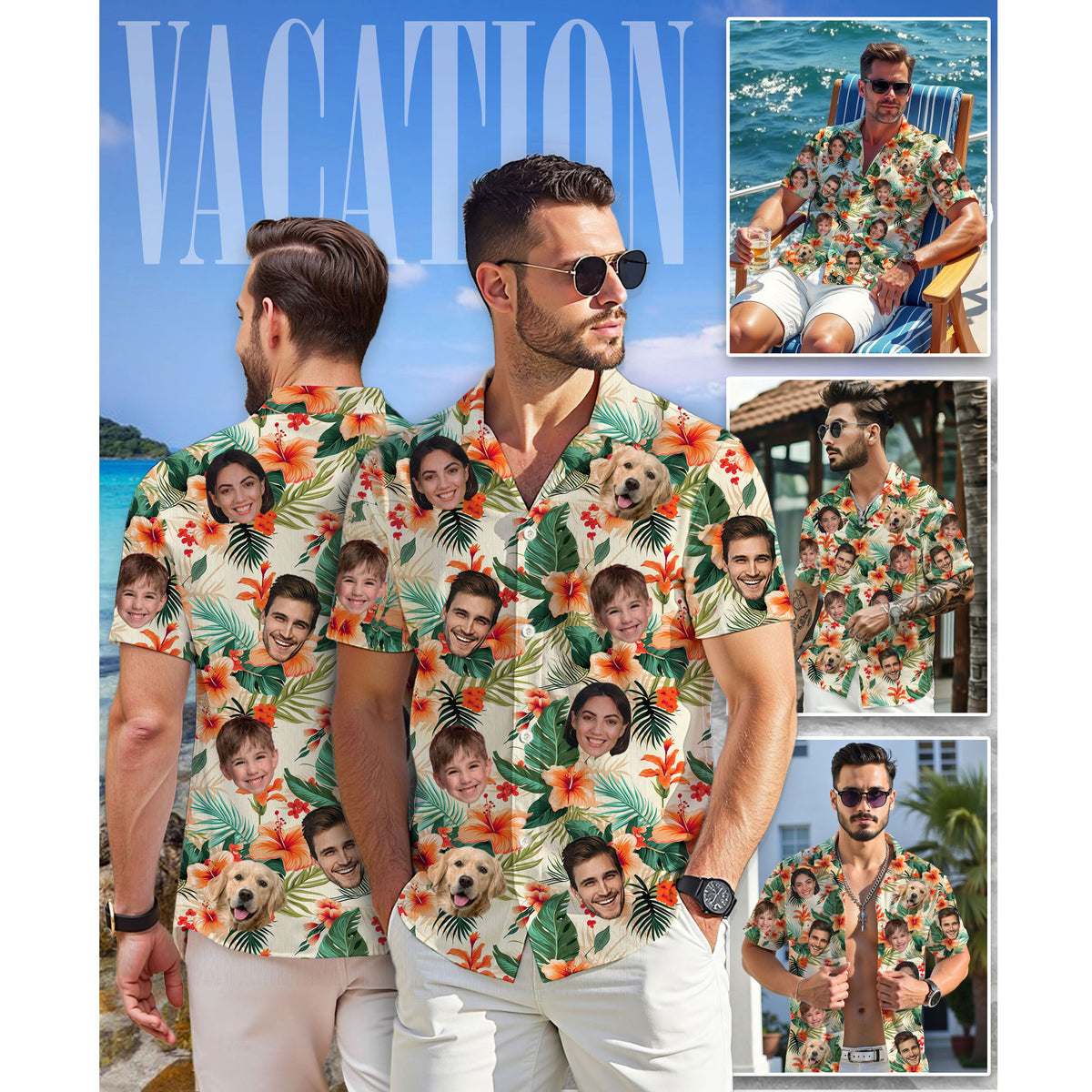 Custom Hawaiian Shirts with Face Photo - Personalized Hawaiian Shirt