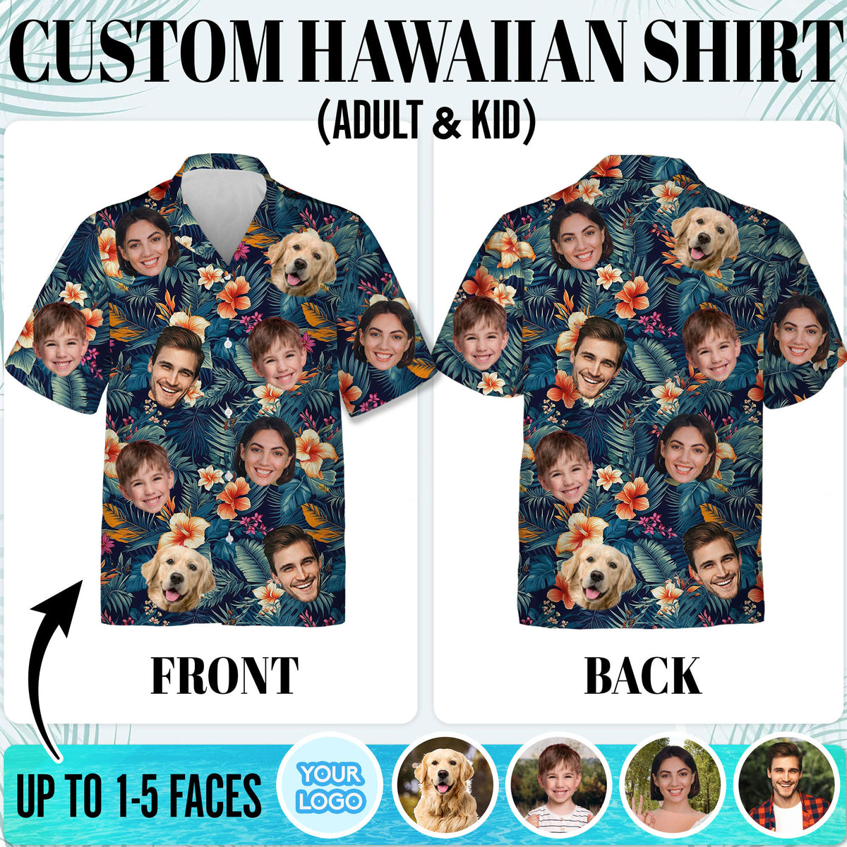 Custom Hawaiian Shirts with Face Photo - Personalized Hawaiian Shirt