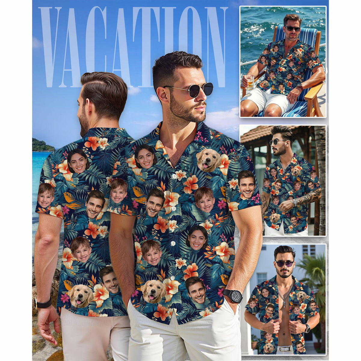 Custom Hawaiian Shirts with Face Photo - Personalized Hawaiian Shirt