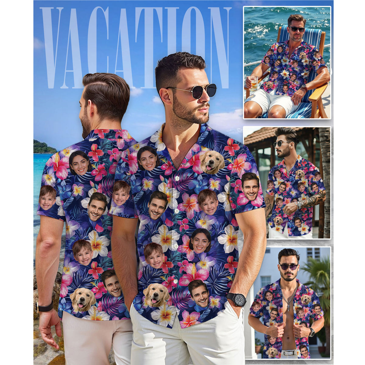 Custom Hawaiian Shirts with Face Photo - Personalized Hawaiian Shirt