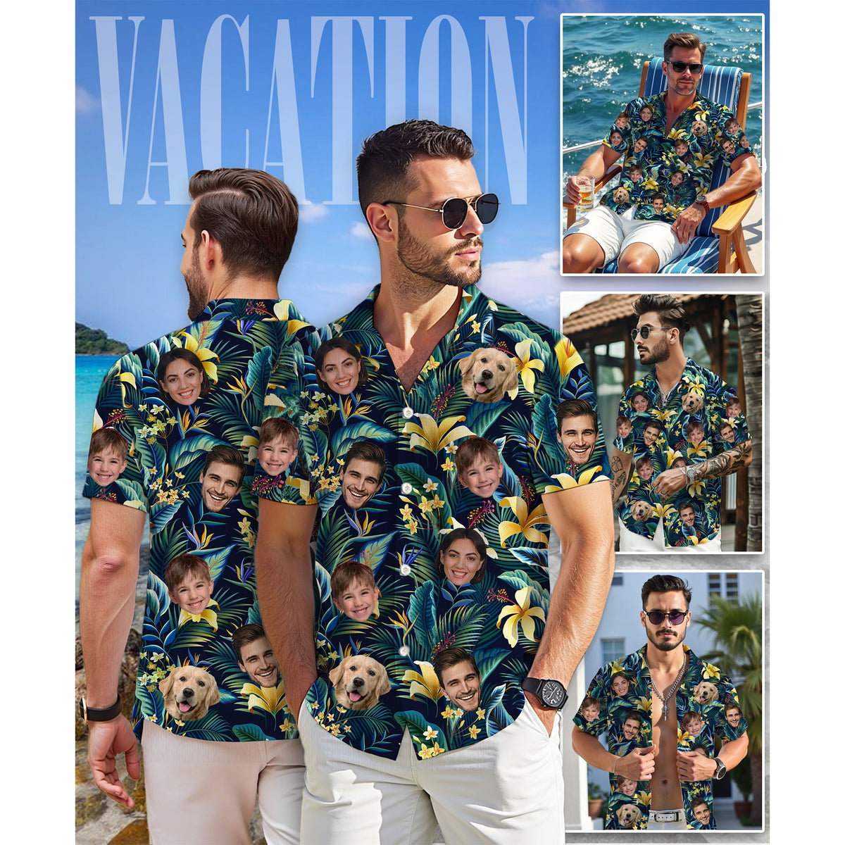 Custom Hawaiian Shirts with Face Photo - Personalized Hawaiian Shirt