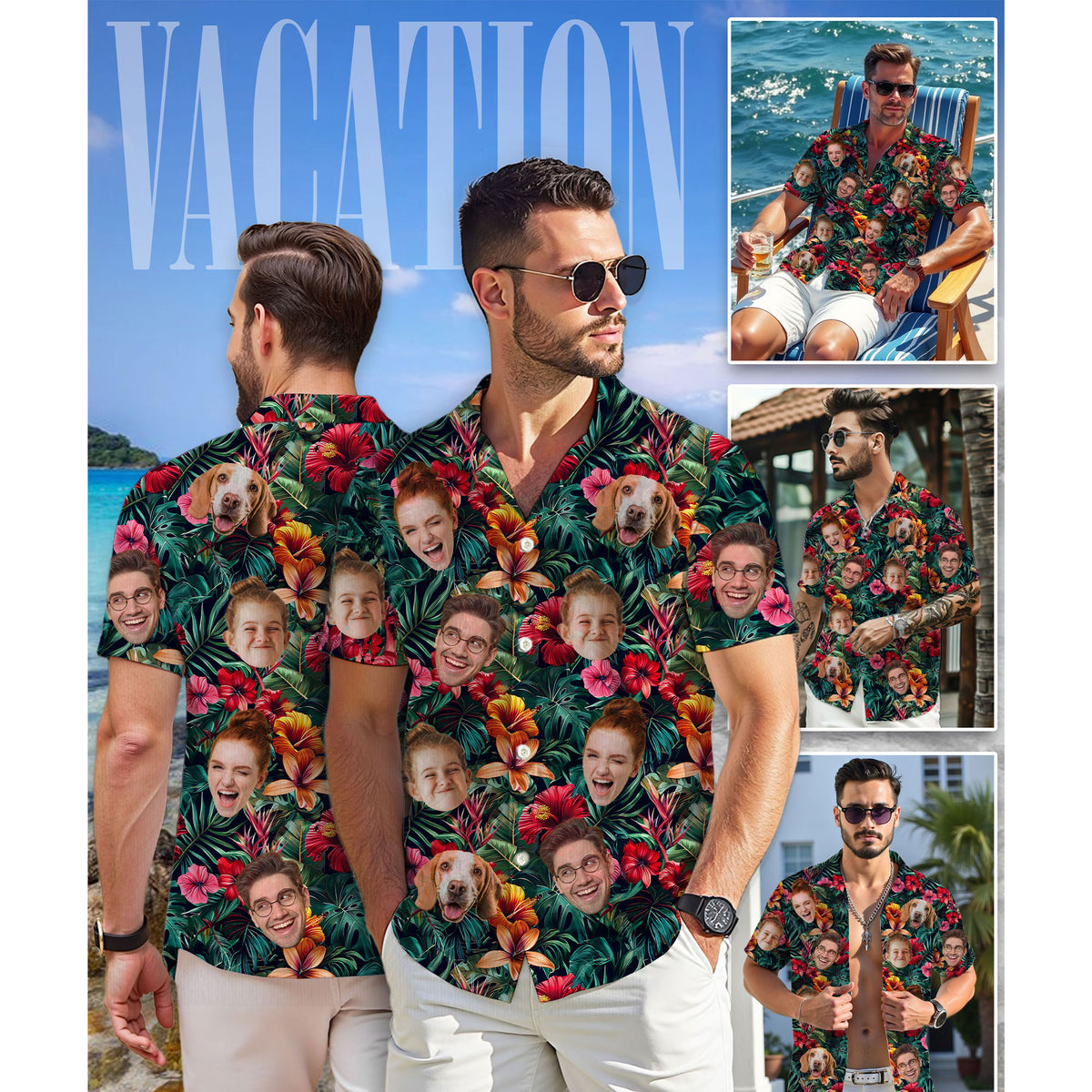 Custom Hawaiian Shirts with Face Photo - Personalized Hawaiian Shirt