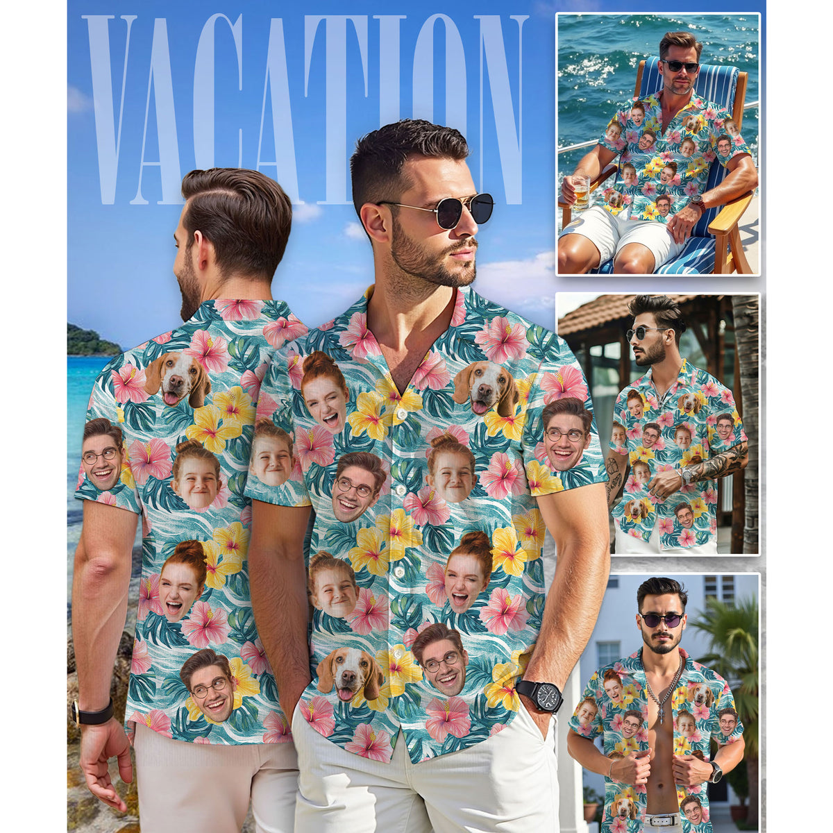 Custom Hawaiian Shirts with Face Photo - Personalized Hawaiian Shirt