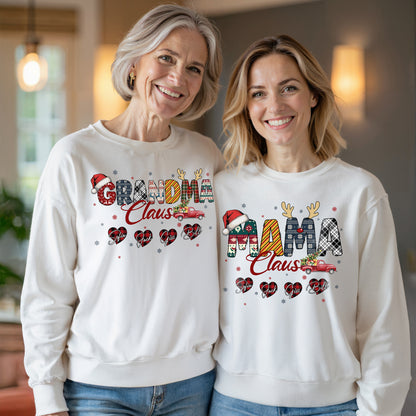 Personalized Gigi Claus Sweatshirt with Grandkids Names - Custom Grandma Sweatshirt