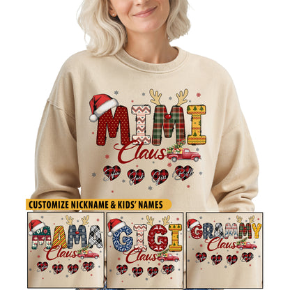 Personalized Mimi Claus Sweatshirt with Grandkids Names - Custom Grandma Sweatshirt
